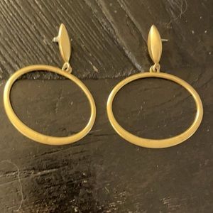 Gold Colored Oval Earrings